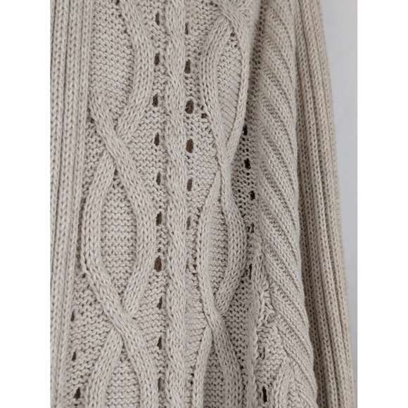 OSO CASUALS Beige Tan Cable Knit Duster Cardigan Sweater Y2K Grunge Indie Sleaze - Picture 5 of 9